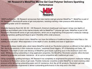 HK Research's MetalFlex Marine Gel Coat Polymer