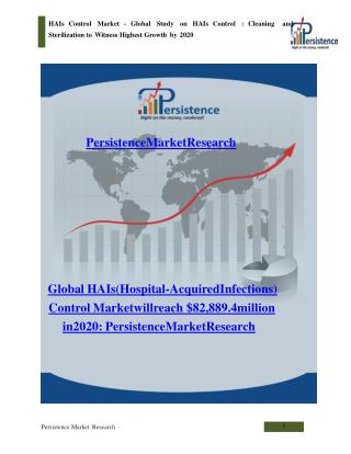 HAIs Control Market - Global Study on HAIs Control to 2020