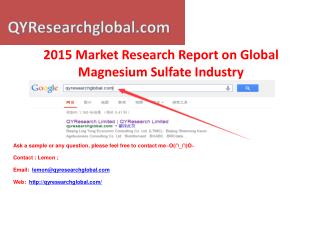 2015 Deep Research Report on Global Magnesium Sulfate Indust