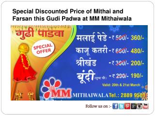 Special Discounted Price of Mithai and Farsan this Gudi Padw