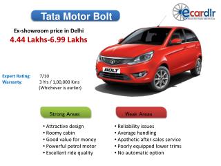 Tata Motors Bolt Prices, Mileage, Reviews and Images at Ecar