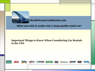Important Things to Know When Considering Car Rentals in the
