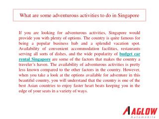 What are some adventurous activities to do in Singapore