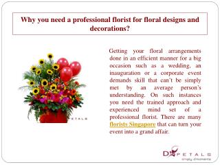 Why you need a professional florist for floral designs and d