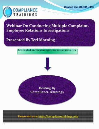 Webinar On Conducting Multiple Complaint, Employee Relations