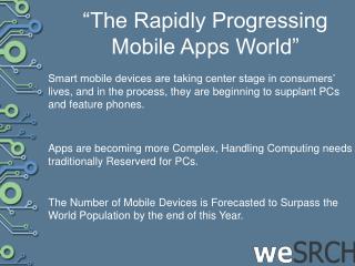 “The Rapidly Progressing Mobile Apps World”