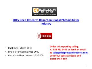 Global Photoinitiator Industry Forecast on Production & Prof