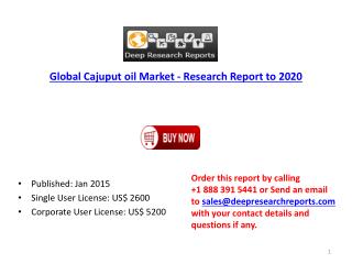 Global Cajuput oil Market - Deep Research Report to 2021