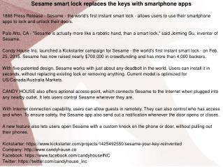 Sesame smart lock replaces the keys with smartphone apps