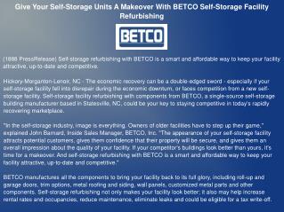 Give Your Self-Storage Units A Makeover With BETCO