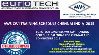 AWS CWI TRAINING SCHEDULE CHENNAI AND COIMBATORE 2015