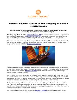 Five-star Emperor Cruises in Nha Trang Bay to Launch its B2B