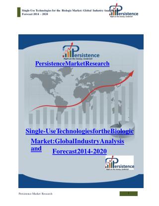 Single-Use Technologies for the Biologic Market