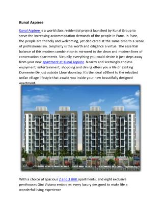 Kunal Group launched Kunal Aspiree Flats in Balewadi, Pune