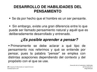 DESARROLLO DE HABILIDADES DEL PENSAMIENTO