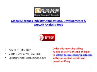 Global Siloxanes Market Share Review and Forecasts 2020