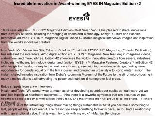 Incredible Innovation in Award-winning EYES IN Magazine