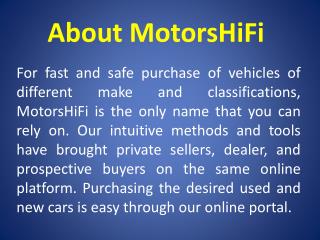 Used Vehicle Search - MotorsHiFi