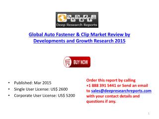 Global Auto Fastener & Clip Market - Analysis and Developmen