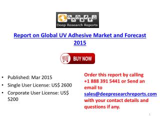 Report on Global UV Adhesive Market and Forecast 2015
