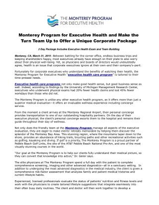 Monterey Program for Executive Health and Make the Turn Team