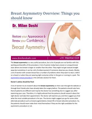Breast Asymmetry Overview: Things you should know