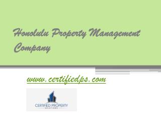 Honolulu Property Management Company - www.certifiedps.com