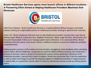 Bristol Healthcare Services opens more branch offices in dif