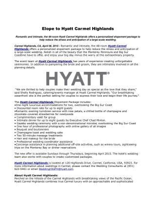 Elope to Hyatt Carmel Highlands
