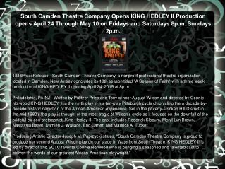 South Camden Theatre Company Opens KING HEDLEY II Production