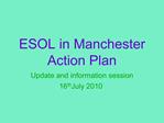 ESOL in Manchester Action Plan
