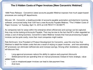 The 5 Hidden Costs of Paper Invoices [New Corcentric Webinar