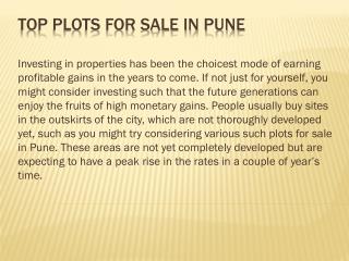 Top plots for sale in Pune