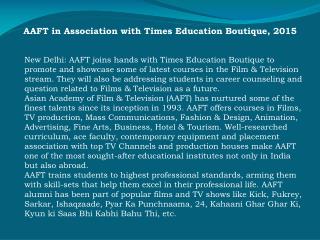 AAFT in Association with Times Education Boutique, 2015