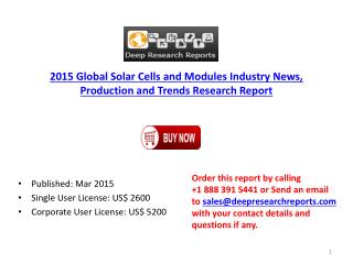 Solar Cells and Modules Industry-Global Developments Status