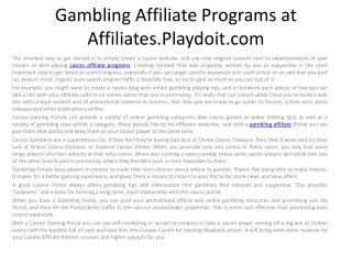 Gambling Affiliate Programs at Affiliates.Playdoit.com