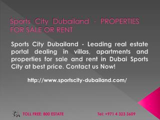 Sports City Dubai - Property, Apartments for Rent & Sale