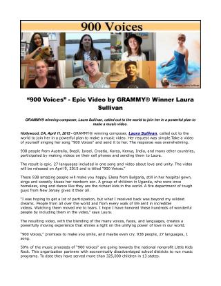 “900 Voices” - Epic Video by GRAMMY® Winner Laura Sullivan