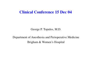 Clinical Conference 15 Dec 04