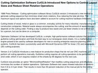 Cutting Optimization Software CutGLib Introduced New Options