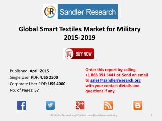 Global Smart Textiles Market for Military 2015-2019