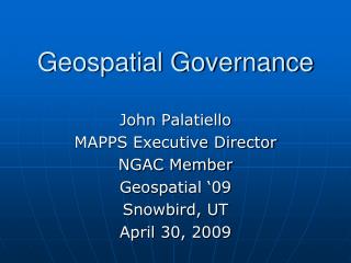 Geospatial Governance