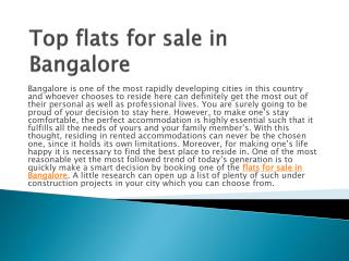 Top flats for sale in Bangalore