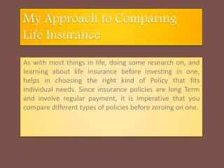 My Approach to Comparing Life Insurance