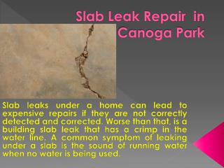 Slab Leak Repair in Conoga Park