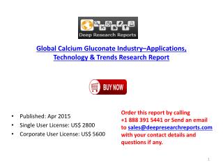 2015-2020 Global Calcium Gluconate Industry–Applications, Te