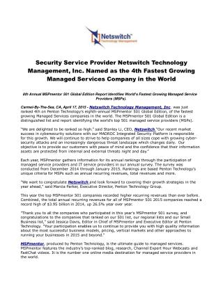 Security Service Provider Netswitch Technology Management