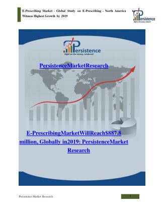 E-Prescribing Market - Global Study on E-Prescribing to 2019