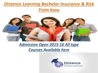 Distance Learning Bachelor Insurance & Risk From ksou