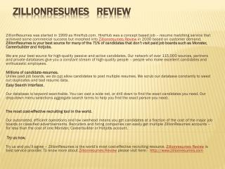 Zillionresumes Review